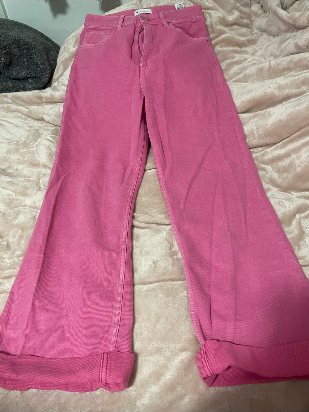 Zara Hot Pink Wide-Leg Jeans
